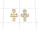 Metal parts 8x5mm Cross Gold color (with CZ) 2pcs
