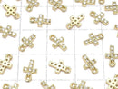 Metal parts 8x5mm Cross Gold color (with CZ) 2pcs