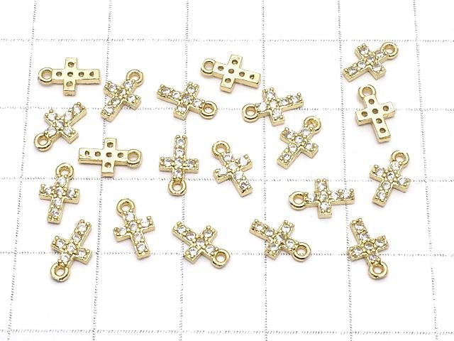 Metal parts 8x5mm Cross Gold color (with CZ) 2pcs