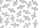 Metal parts 8x5mm Cross Silver color (with CZ) 2pcs