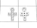 Metal parts 8x5mm Cross Silver color (with CZ) 2pcs