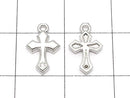 Metal parts 12x7mm Cross Silver color (with CZ) 2pcs