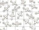 Metal parts 12x7mm Cross Silver color (with CZ) 2pcs
