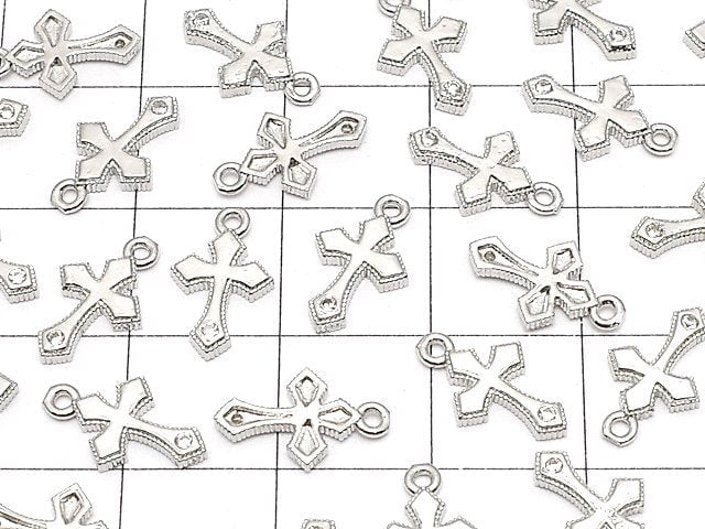 Metal parts 12x7mm Cross Silver color (with CZ) 2pcs