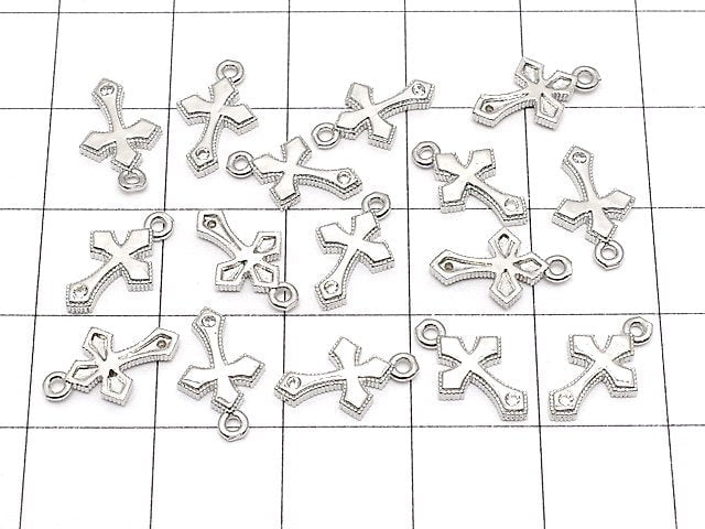 Metal parts 12x7mm Cross Silver color (with CZ) 2pcs