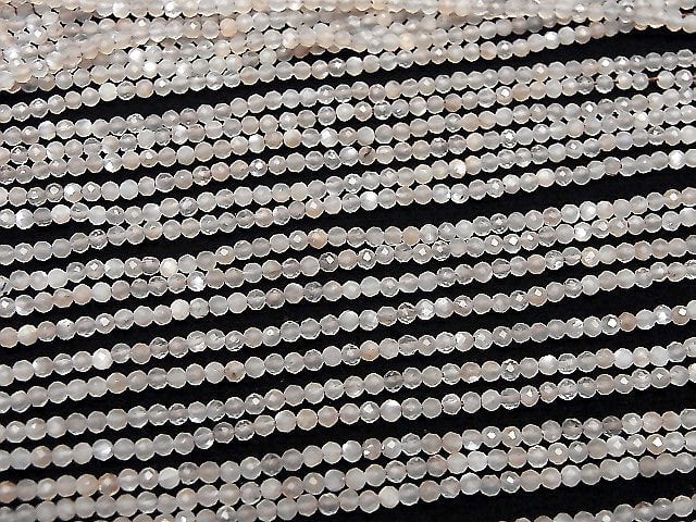 [Video]High Quality! Light Brown Gray Moonstone AA++ Faceted Round 2mm 1strand beads (aprx.15inch/37cm)