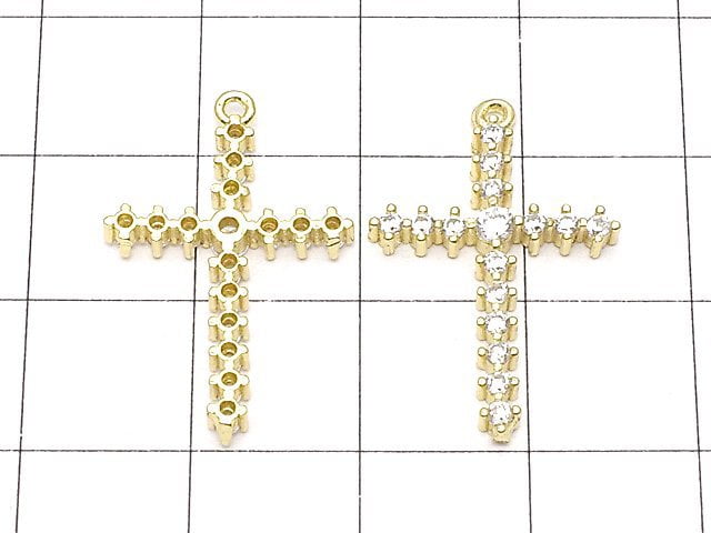 Metal Parts 24x16mm Cross Gold Color (with CZ) 1pc $2.79!