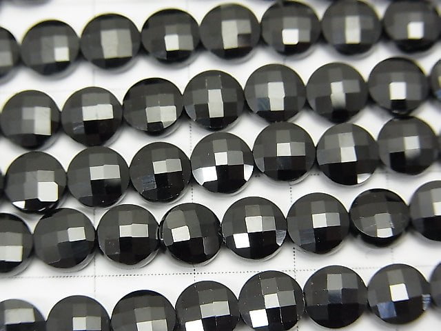 High Quality! 1strand $13.99! Black Spinel AAA Faceted Coin 6x6x3mm 1strand beads (aprx.15inch / 38cm)