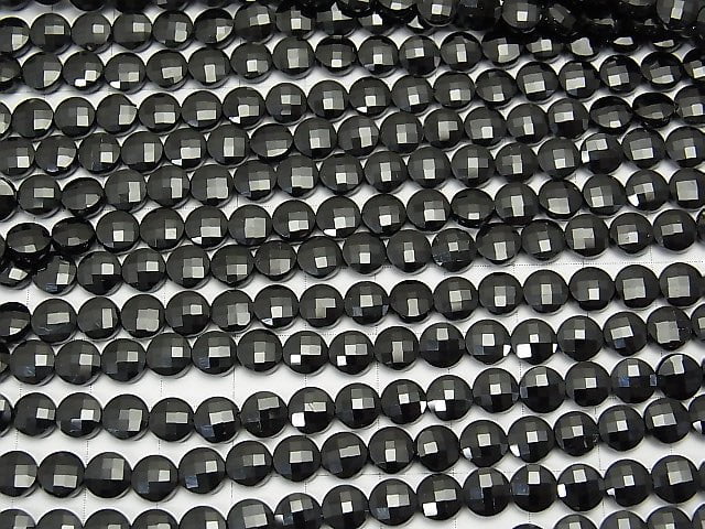 High Quality! 1strand $13.99! Black Spinel AAA Faceted Coin 6x6x3mm 1strand beads (aprx.15inch / 38cm)