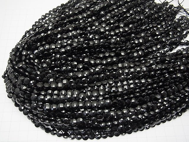 High Quality! 1strand $13.99! Black Spinel AAA Faceted Coin 6x6x3mm 1strand beads (aprx.15inch / 38cm)