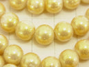 1strand $2.79! Glass Beads Round 8mm [White x Gold] 1strand beads (aprx.14inch / 34cm)
