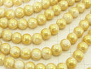 1strand $2.79! Glass Beads Round 8mm [White x Gold] 1strand beads (aprx.14inch / 34cm)