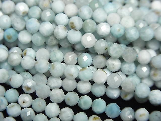 [Video]High Quality! Larimar Pectolite AA Faceted Round 3mm half or 1strand beads (aprx.15inch/37cm)