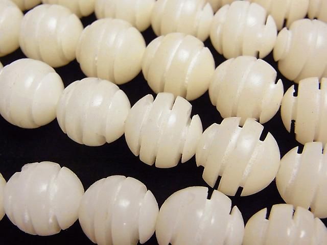 Palm Tree Line Carved Semi-Round 10mm 1-Strand Beads (approx. 15 inches/37 cm)