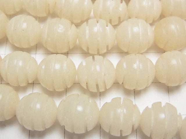 Palm Tree Line Carved Semi Round 10mm 1strand beads (aprx.15inch/37cm)