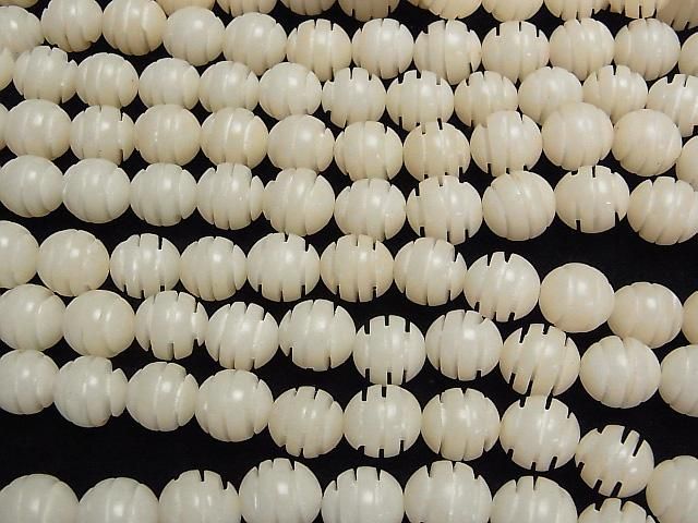 Palm Tree Line Carved Semi-Round 10mm 1-Strand Beads (approx. 15 inches/37 cm)