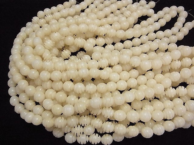 Palm Tree Line Carved Semi Round 10mm 1strand beads (aprx.15inch/37cm)