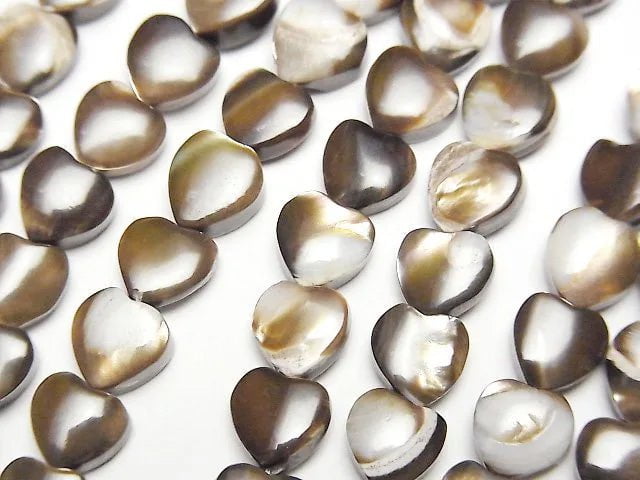 [Video]Mother of Pearl MOP Brown Vertical Hole Heart Shape 6x6x3mm 1strand beads (aprx.15inch/38cm)