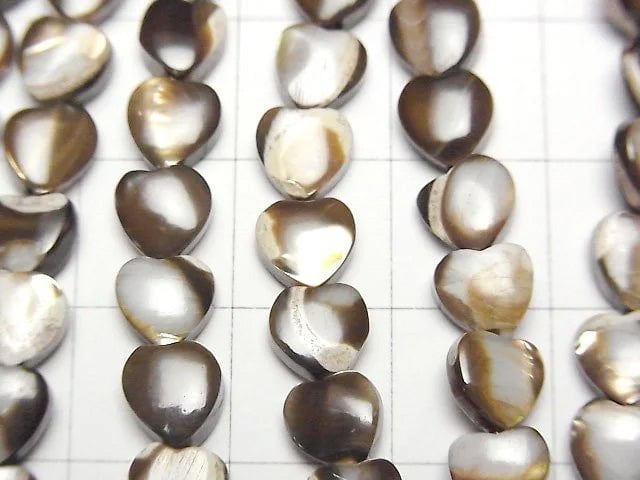 [Video]Mother of Pearl MOP Brown Vertical Hole Heart Shape 6x6x3mm 1strand beads (aprx.15inch/38cm)