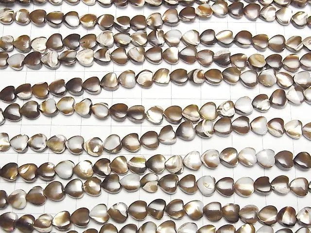 [Video]Mother of Pearl MOP Brown Vertical Hole Heart Shape 6x6x3mm 1strand beads (aprx.15inch/38cm)