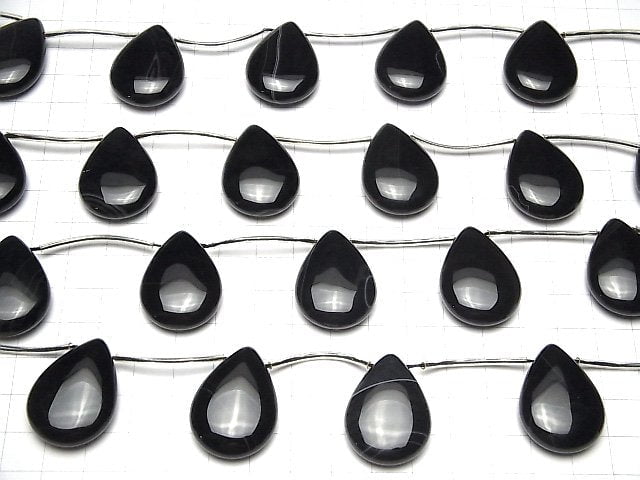 Onyx Pear shape (Smooth) 30x22x9mm half or 1strand beads (aprx.14inch / 35cm)