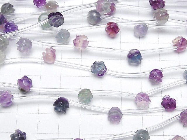 [Video] Multicolor Fluorite AAA Rose 8mm half or 1strand beads (aprx.12inch/30cm)