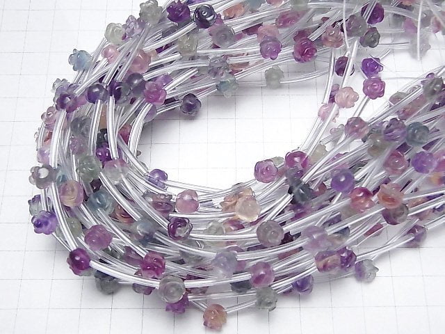 [Video] Multicolor Fluorite AAA Rose 8mm half or 1strand beads (aprx.12inch/30cm)