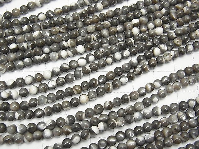 1strand $2.79! Mother of Pearl MOP Gray Round 4mm 1strand beads (aprx.15inch / 38cm)