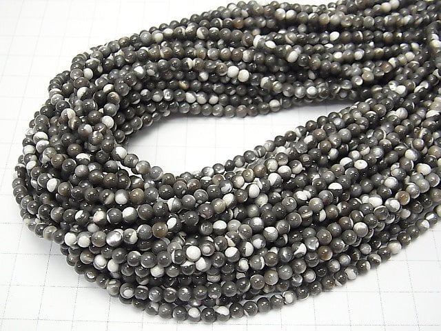 1strand $2.79! Mother of Pearl MOP Gray Round 4mm 1strand beads (aprx.15inch / 38cm)