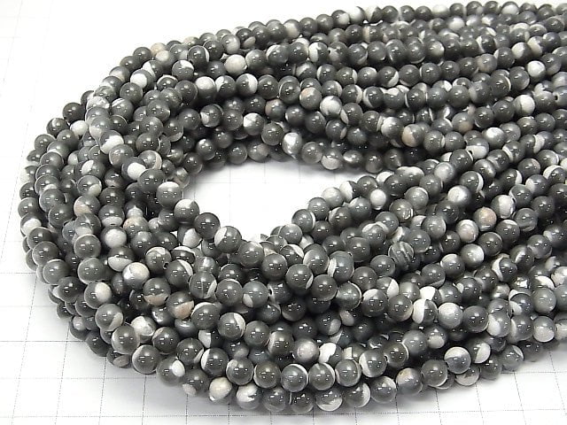 1strand $4.79! Mother of Pearl MOP Gray Round 6mm 1strand beads (aprx.15inch / 38cm)