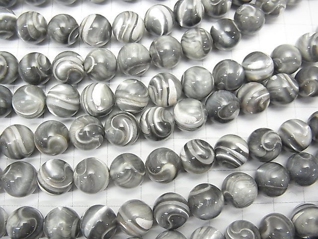 Mother of Pearl MOP Gray Round 10mm half or 1strand beads (aprx.15inch / 38cm)