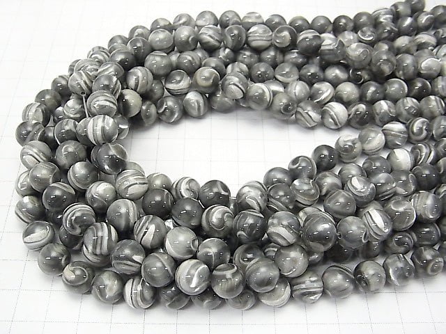 Mother of Pearl MOP Gray Round 10mm half or 1strand beads (aprx.15inch / 38cm)