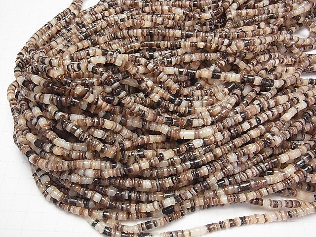 Brown Lip Shell Roundel (Heishi)5x5x1mm 1strand beads (aprx.24inch/60cm)