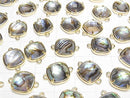 [Video] Abalone Shell x Crystal AAA Bezel Setting Faceted Square 12x12mm [Both Side] 18KGP 1pc