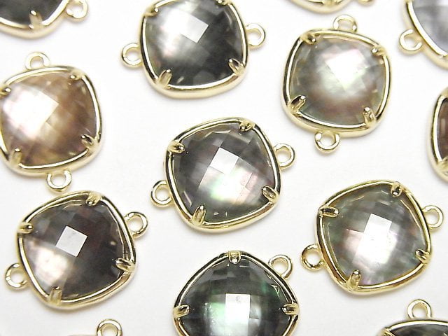 [Video] Black Shell x Crystal AAA Bezel Setting Faceted Square 12x12mm [Both Side] 18KGP 1pc