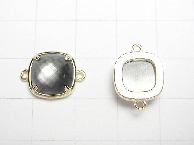 [Video] Black Shell x Crystal AAA Bezel Setting Faceted Square 12x12mm [Both Side] 18KGP 1pc