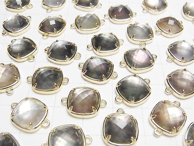 [Video] Black Shell x Crystal AAA Bezel Setting Faceted Square 12x12mm [Both Side] 18KGP 1pc