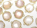 [Video] Pink Shell x Crystal AAA Bezel Setting Faceted Square 12x12mm [Both Side] 18KGP 1pc