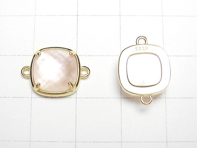 [Video] Pink Shell x Crystal AAA Bezel Setting Faceted Square 12x12mm [Both Side] 18KGP 1pc