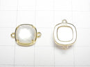 [Video] White Shell x Crystal AAA Bezel Setting Faceted Square 12x12mm [Both Side] 18KGP 1pc