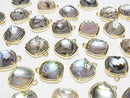 [Video] Abalone Shell x Crystal AAA Bezel Setting Faceted Square 12x12mm [One Side] 18KGP 1pc