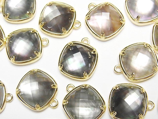 [Video] Black Shell x Crystal AAA Bezel Setting Faceted Square 12x12mm [One Side] 18KGP 1pc