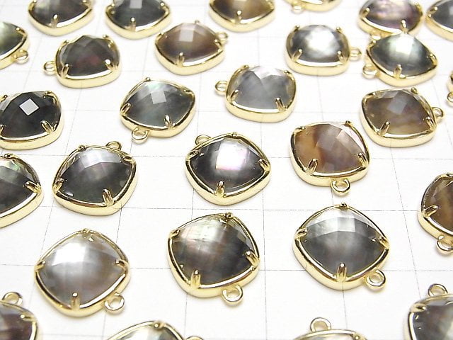 [Video] Black Shell x Crystal AAA Bezel Setting Faceted Square 12x12mm [One Side] 18KGP 1pc