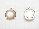 [Video] Pink Shell x Crystal AAA Bezel Setting Faceted Square 12x12mm [One Side] 18KGP 1pc