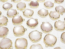[Video] Pink Shell x Crystal AAA Bezel Setting Faceted Square 12x12mm [One Side] 18KGP 1pc