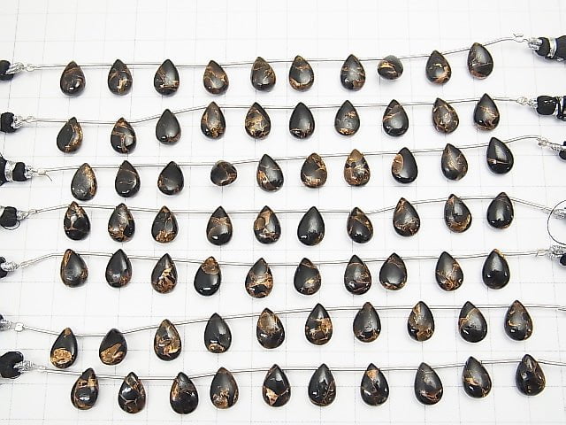 Copper Obsidian AAA Pear shape (Smooth) 12x8mm half or 1strand (8pcs )