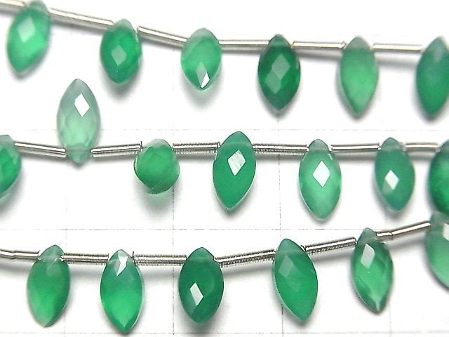 [Video] High Quality Green Onyx AAA Marquise Faceted Briolette 8x4mm 1strand (18pcs)