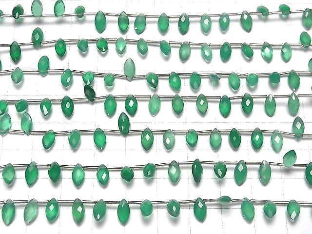 [Video] High Quality Green Onyx AAA Marquise Faceted Briolette 8x4mm 1strand (18pcs)