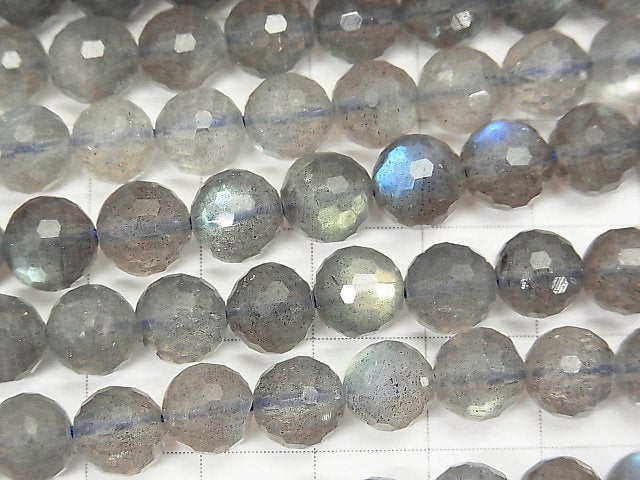 [Video] High Quality!  Labradorite AAA- 128Faceted Round 8mm half or 1strand beads (aprx.15inch/37cm)