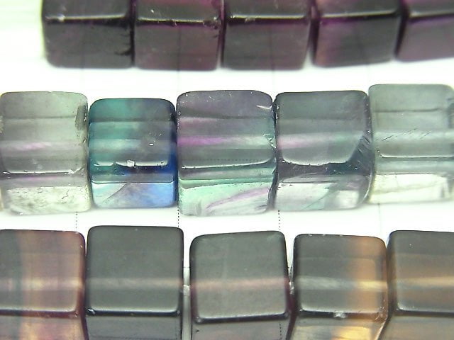 1strand $17.99! Fluorite AAA- Cube 8x8x8mm color gradation 1strand beads (aprx.15inch / 38cm)